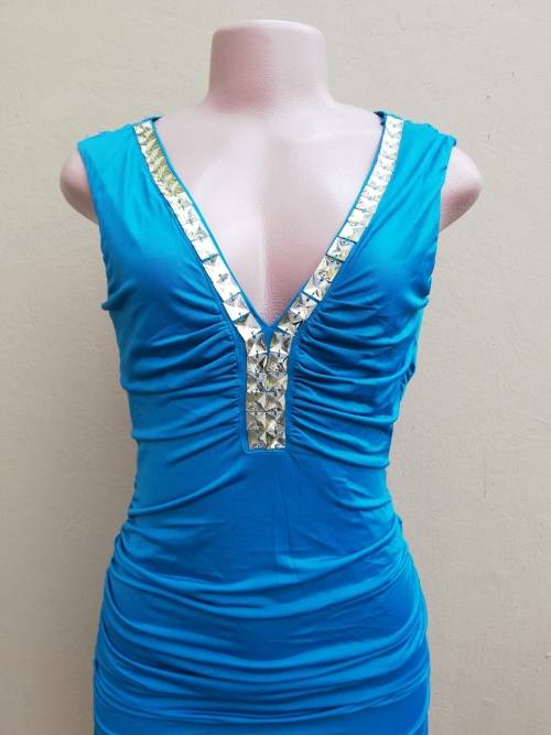 TURQUOISE MINI COCKTAIL DRESS - M / L