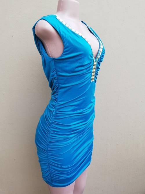 TURQUOISE MINI COCKTAIL DRESS - M / L