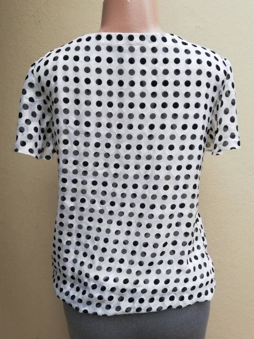 WHITE CHIFFON TOP WITH BLACK POLKA DOTS (10) - MERIEN HALL (EDGARS)