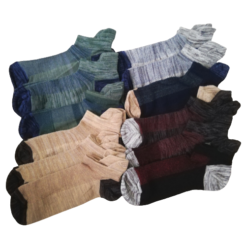 MENS REINFORCED ANKLE SOCKS - 12 PAIRS MOTTEE ZCONIA