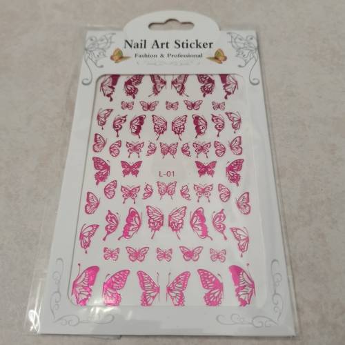 NAIL STICKERS BUTTERFLY MAGENTA L-01
