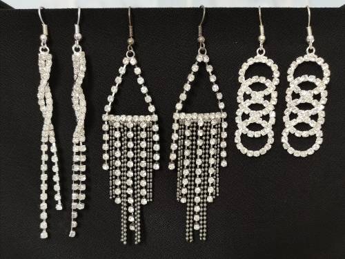 3 PAIRS OF DIAMANTE EARRINGS - NEW
