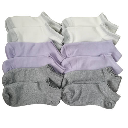 LADIES ANKLE SOCKS - 12 PAIRS MIXED