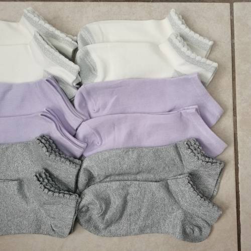 LADIES ANKLE SOCKS - 12 PAIRS MIXED