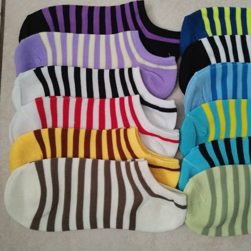 LADIES ANKLE SOCKS - 12 PAIRS MIXED STRIPES