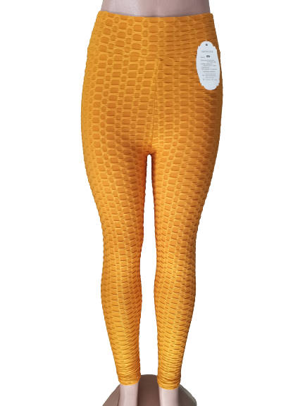 HONEYCOMB HIGH WAISTED LEGGINGS - M/L MUSTARD