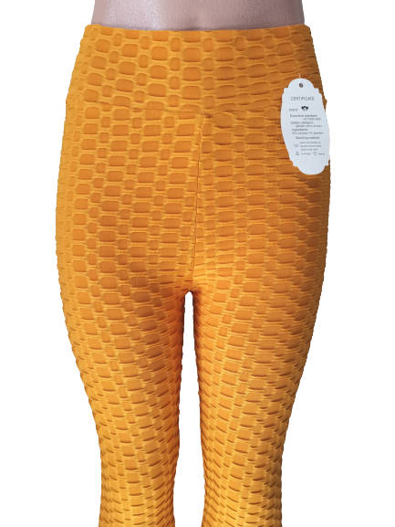 HONEYCOMB HIGH WAISTED LEGGINGS - M/L MUSTARD