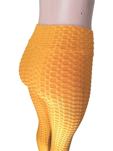 HONEYCOMB HIGH WAISTED LEGGINGS - M/L MUSTARD