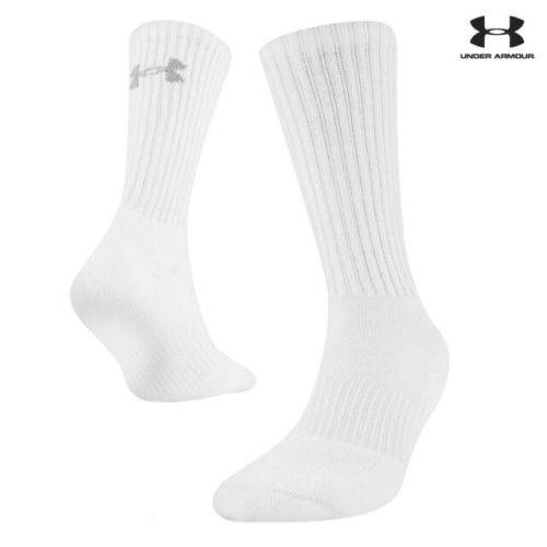 6 PAIRS OF MENS UNDER ARMOUR CREW SOCKS - WHITE