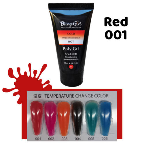 Poly Gel 30ml Temperature Change Polygel RED 001