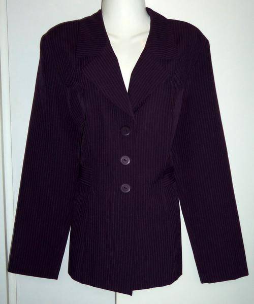 Dark Purple Pinstriped Blazer Jacket by WWW (Foschini) - Size 14