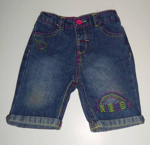 Blue Denim Jean Shorts with 'Friends' Embroidery by NETWORK (Jet) - Age 6/12 Months