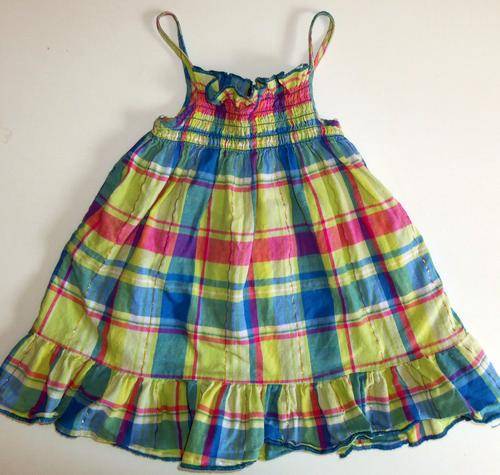 Pink Yellow and Blue Checked Dress - 6 Months