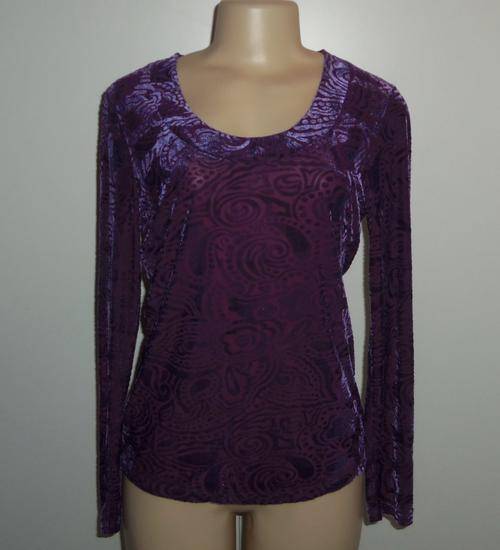 Purple Long Sleeved Semi-Sheer & Velvet Patterned by WOOLWORTHS - Size 12  ** New **