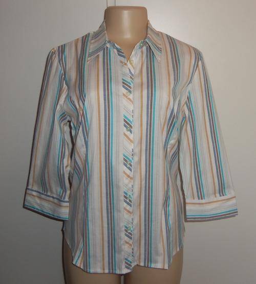 White Shirt with Coloured Stripes by FASHION EXPRESS - Size 12 ** BRAND NEW **