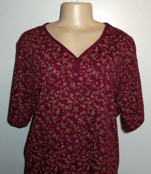 Maroon T-Shirt with Floral Print by WHITE STAG (Plus) - Size 22/24 ** BRAND NEW **