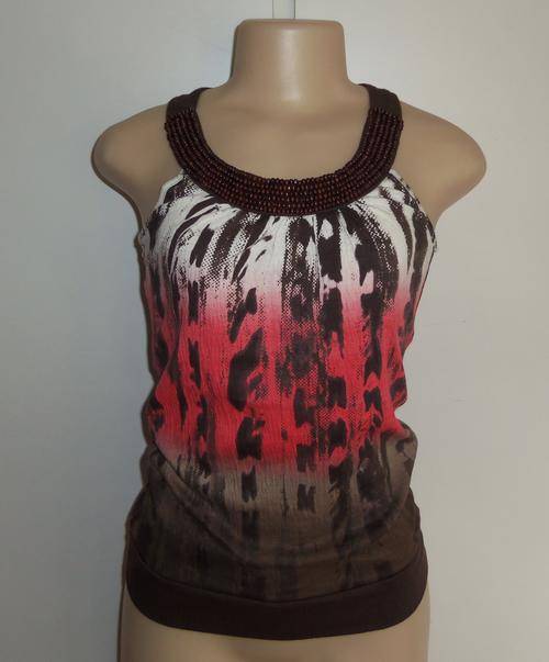 African Inspired Top in Brown and Dark Peach - Size Large ** BRAND NEW **