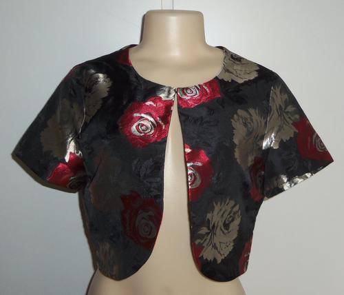 Stunning Rose Print Cropped Jacket by MILADYS - Size 14/38 or 16/40 ** BRAND NEW **