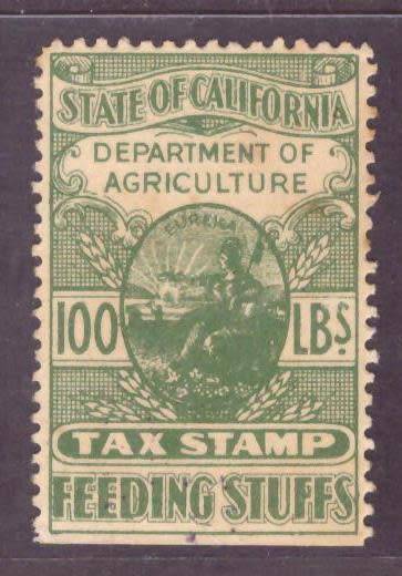 State of California  Department of Agriculture Feeding Stuffs Tax Stamp
