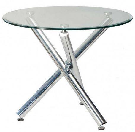 DEMI 90CM ROUND GLASS TOP DINING TABLE