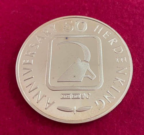 50th Anniversary Medal 45mm gilded silver