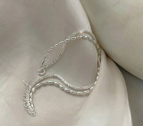 925 Silver Double Layer Beads Bracelet