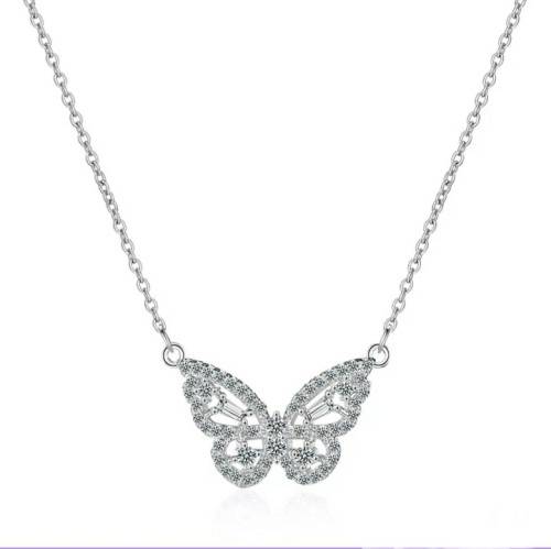 925 Silver Encrusted Butterfly Necklace