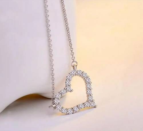 925 Silver Cubic Zirconia Heart Necklace.