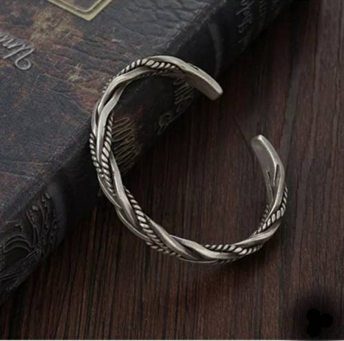 925 Silver Twisted Woven Open Cuff Bangle