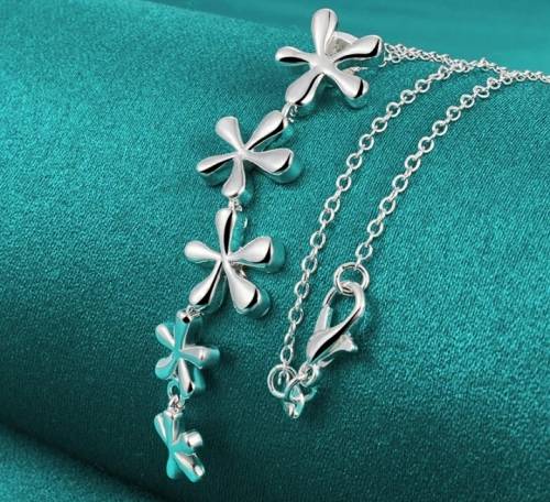 925 Silver Long Flower Pendant