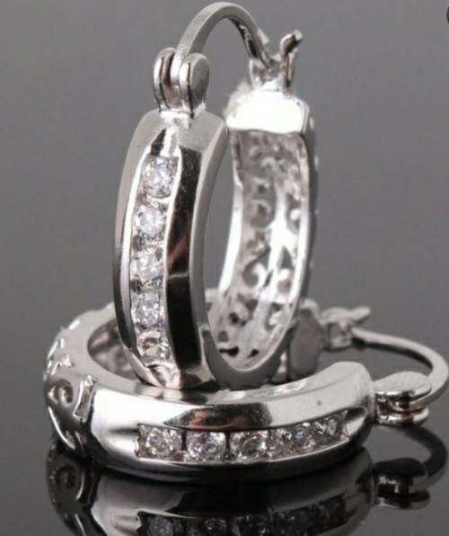 925 Silver Cubic Zirconia Hoop Earrings