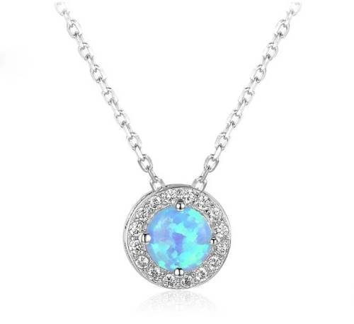 925 Silver Blue Crystal Necklace and Earrings Set.
