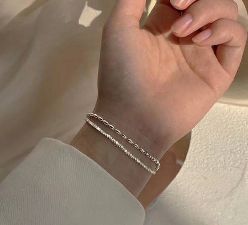925 Silver Double Layer Beads Bracelet