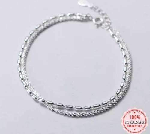 925 Silver Double Layer Beads Bracelet