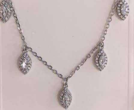 925 Silver Tear Drop CZ Choker