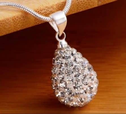 925 Silver CZ Tear Drop Necklace