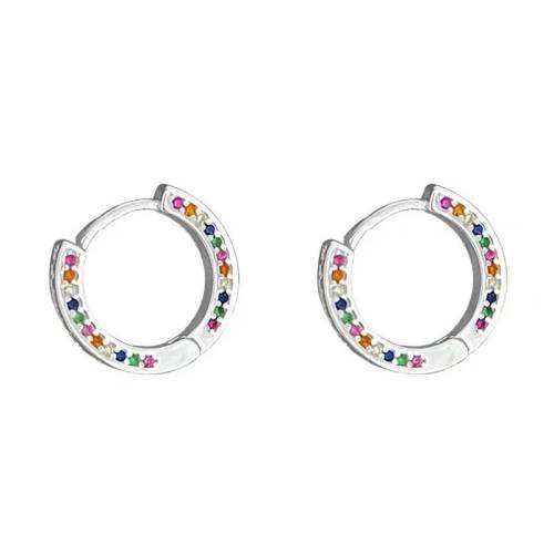 925 Silver Colorful CZ Huggie Earrings