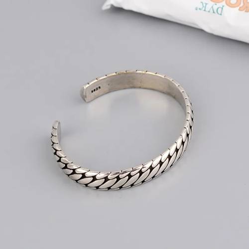 925 Silver Oval Pattern Open Cuff Bangle