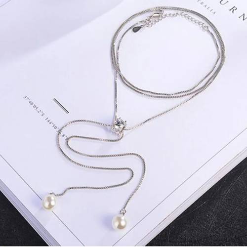 SPECIAL - 925 Silver Long Pearl Tassel Necklace