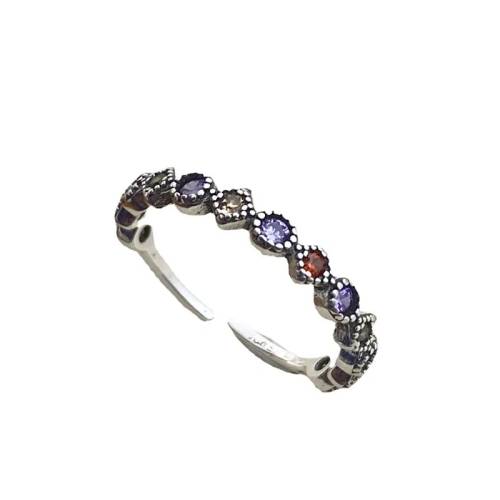 925 Silver Multicolour Resizable Ring