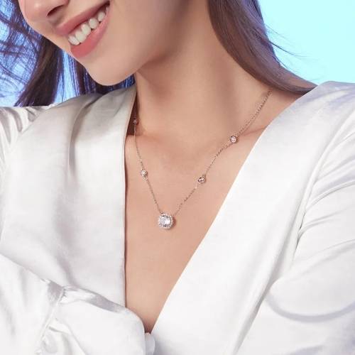 925 Silver CZ Love Halo Necklace