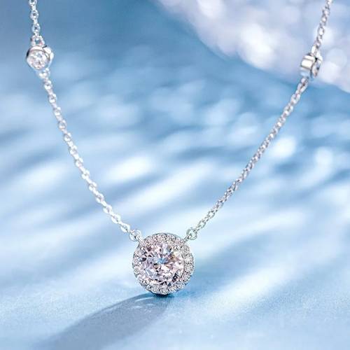 925 Silver CZ Love Halo Necklace