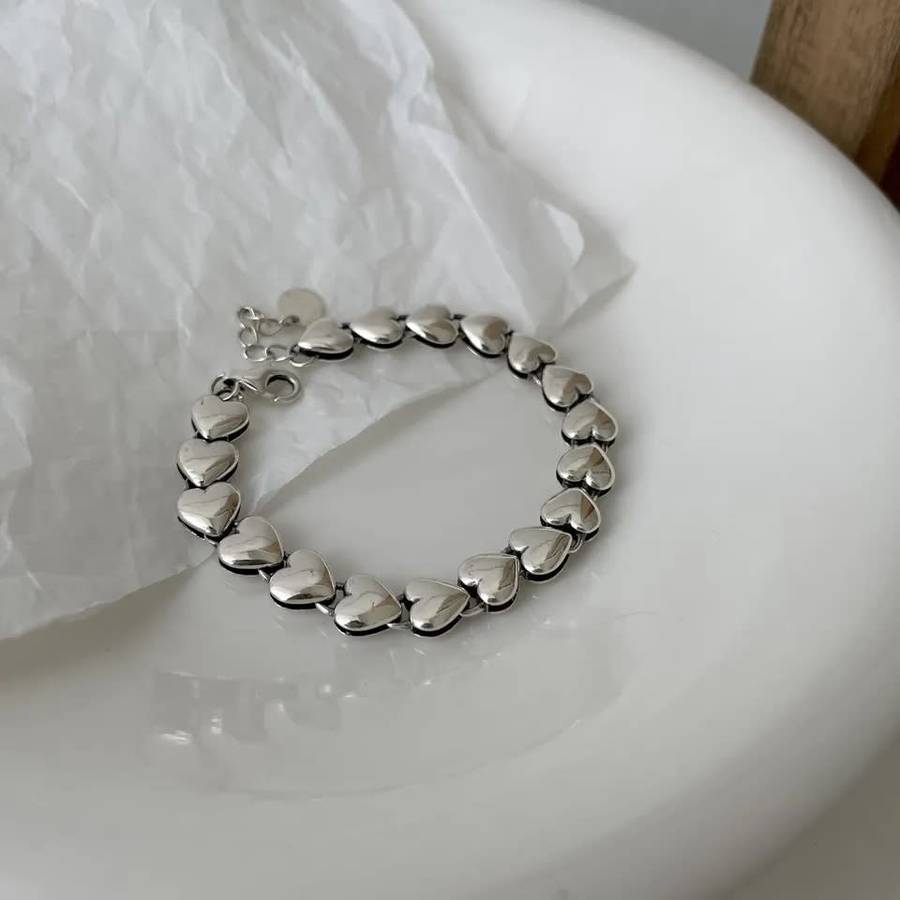 925 Silver Interlinked Hearts Bracelet
