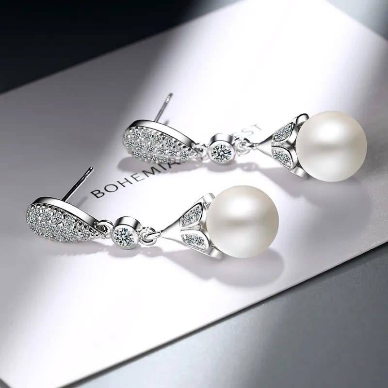 925 Silver Hanging Pearl Earrings