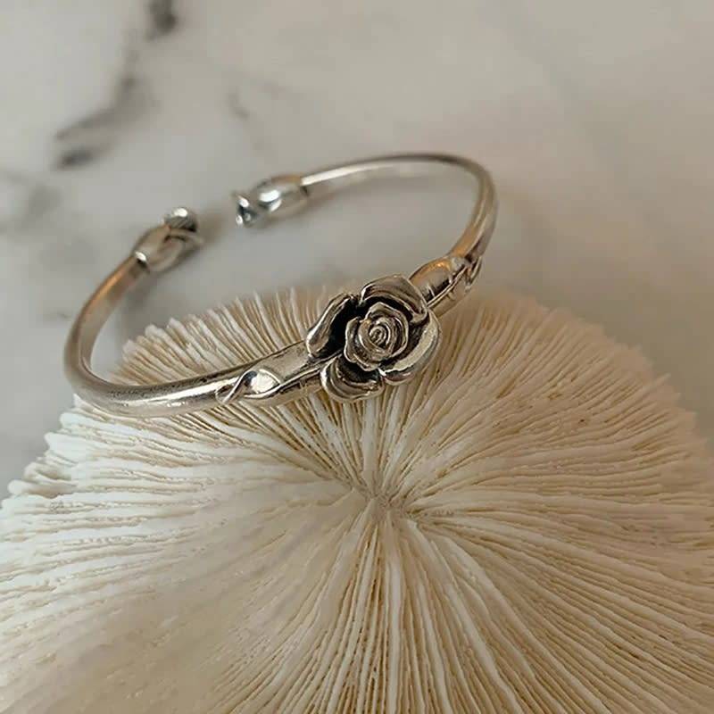 Vintage Open Cuff Rose Bangle