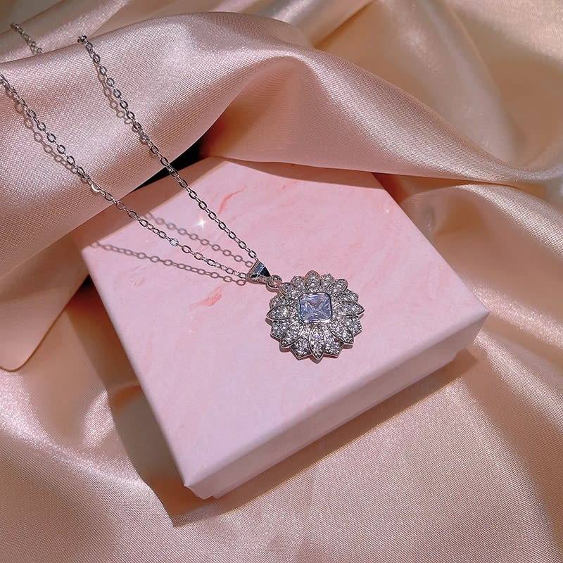 925 Silver CZ Flower Necklace