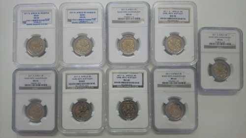 9 x 2011 South Africa Reserve Bank R5 coins (MS66 grading)( bid per coin )