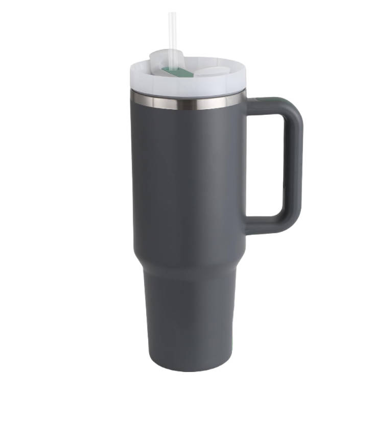 1.2L Tumbler with Handle Straw Lid, Stainless Steel Travel Mug - Ash Grey