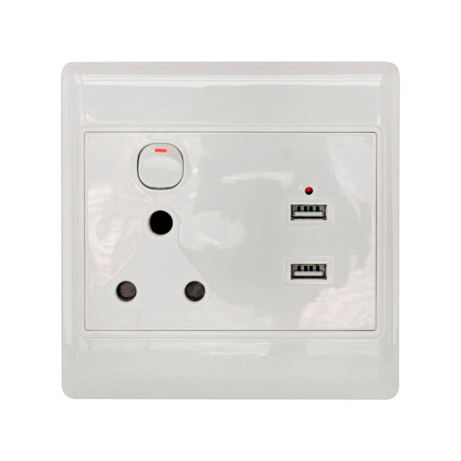 PAYS 4X4 Wall Socket with 1X3PIN AND 2XUSB