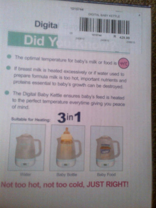 Grobaby 3 in 1 digital baby kettle